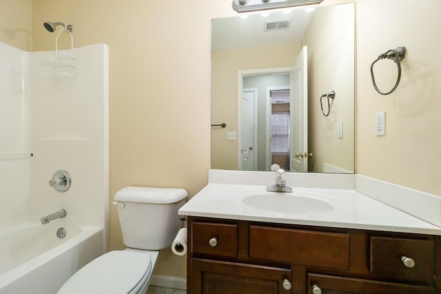 full bathroom featuring vanity, toilet, and shower / bath combination