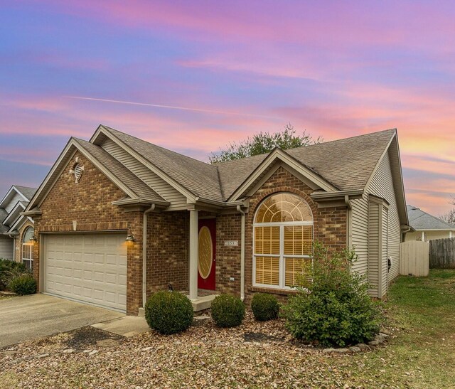 view of front facade featuring a garage