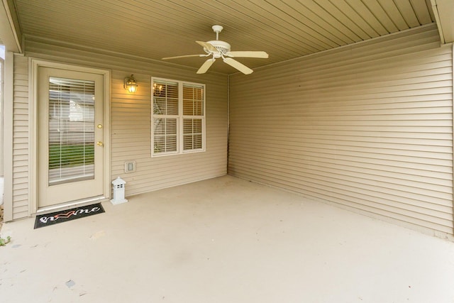 view of patio with ceiling fan