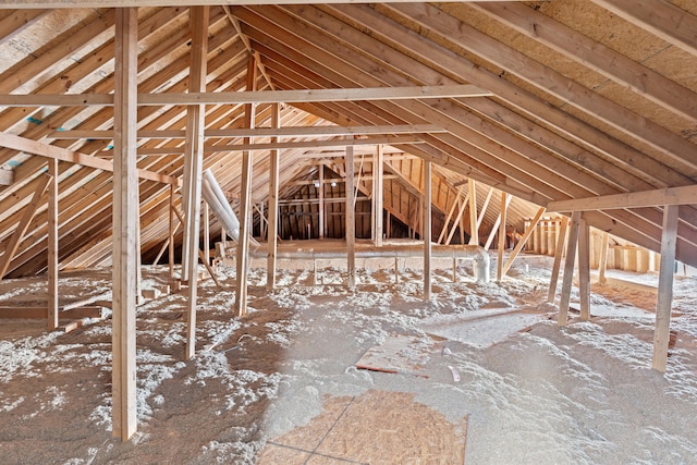 view of unfinished attic