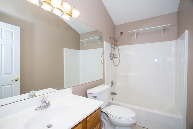 full bathroom featuring vanity,  shower combination, and toilet