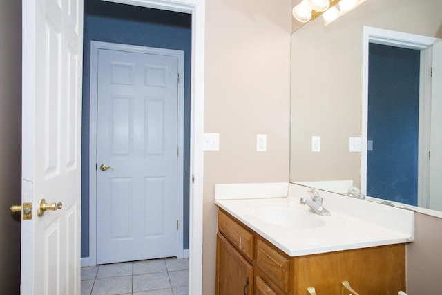 bathroom with vanity and tile patterned floors