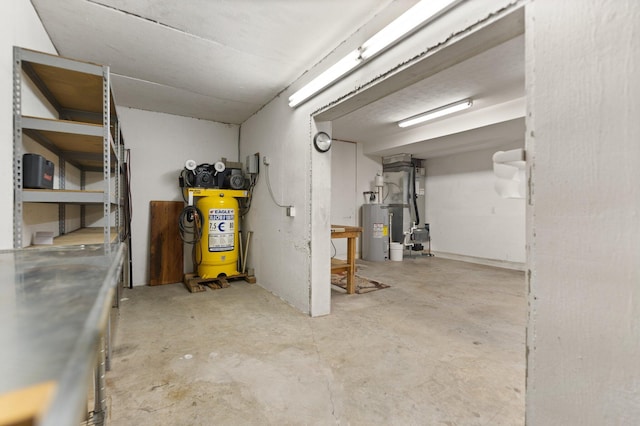 basement with water heater