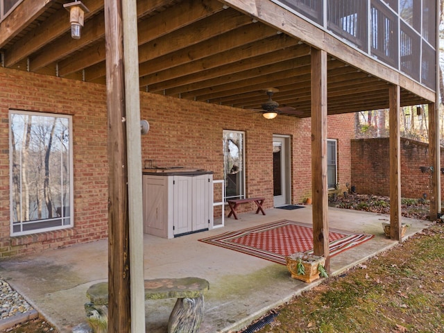 view of patio / terrace featuring ceiling fan