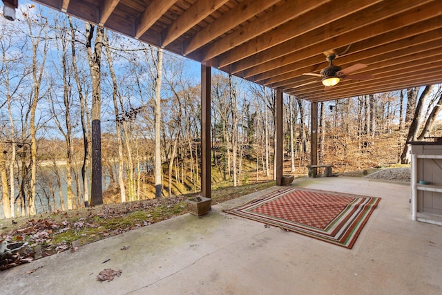 view of patio / terrace featuring ceiling fan