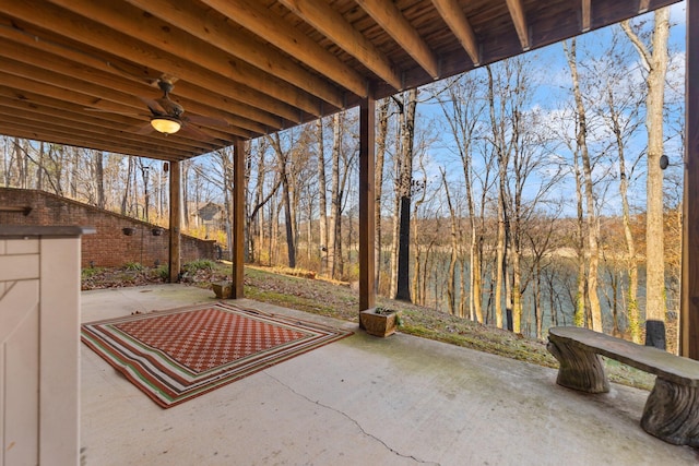 view of patio / terrace featuring ceiling fan