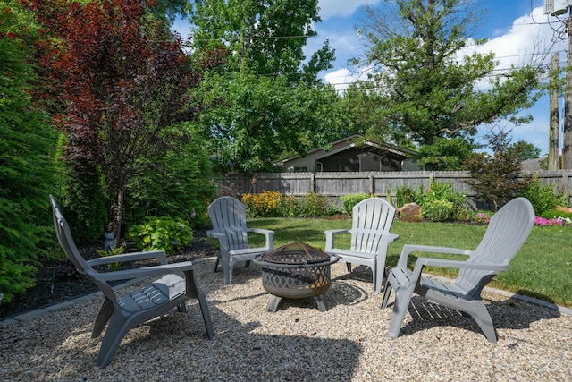 view of patio featuring an outdoor fire pit