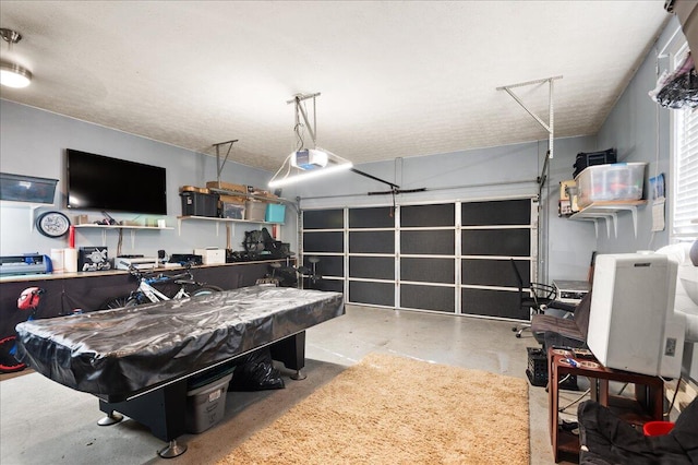 garage with a garage door opener