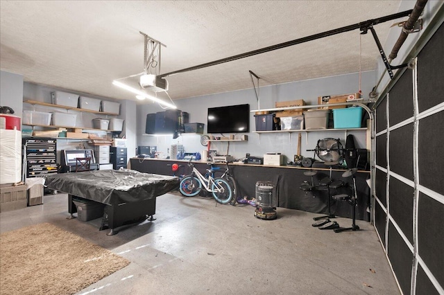 garage with a garage door opener