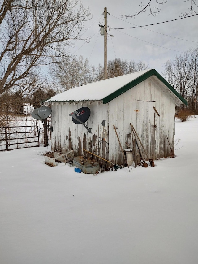 view of snow covered structure