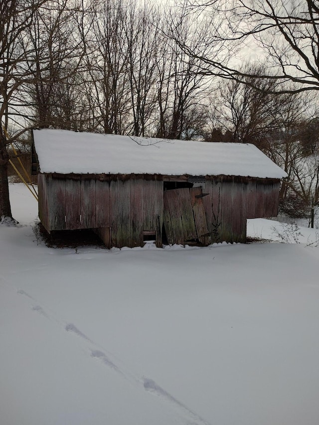 view of snow covered structure