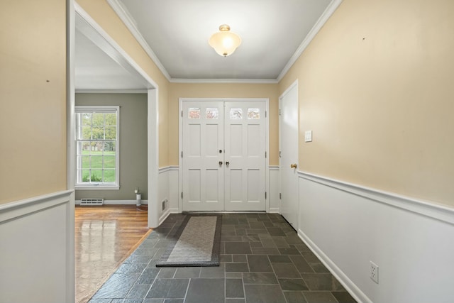 foyer with ornamental molding