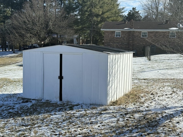 view of snow covered structure