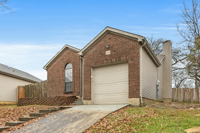 front facade with a garage