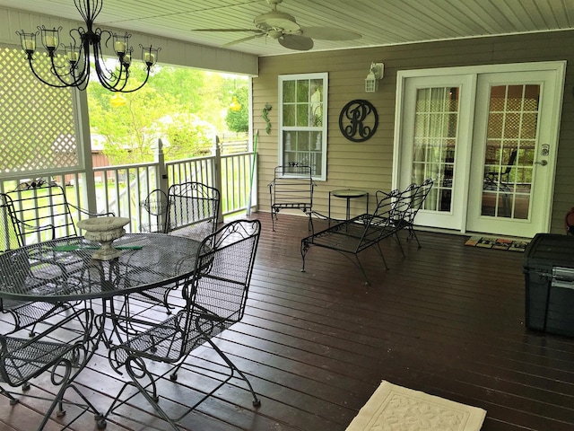 wooden terrace with ceiling fan