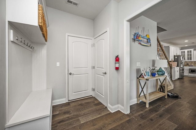 mudroom featuring dark hardwood / wood-style flooring