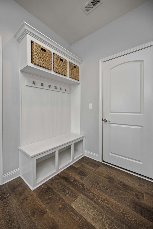 mudroom featuring dark hardwood / wood-style flooring