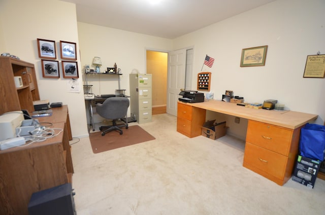 view of carpeted office space