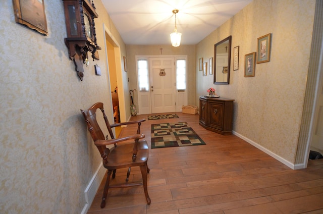 entrance foyer with hardwood / wood-style flooring