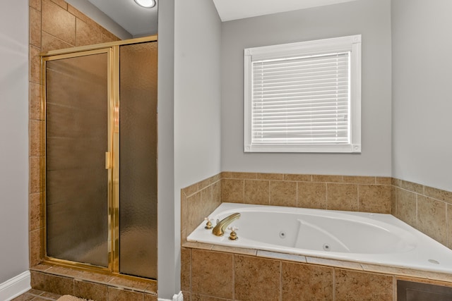 bathroom with plus walk in shower