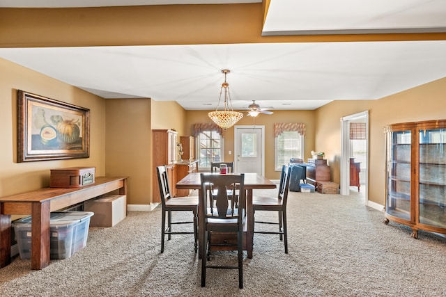 view of carpeted dining room