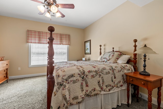 bedroom featuring carpet floors and ceiling fan