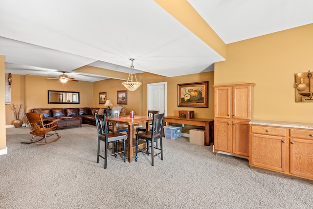 2040 Indigo Dr, Richmond, KY 40475 - dining space featuring light carpet, a ceiling fan, and baseboards