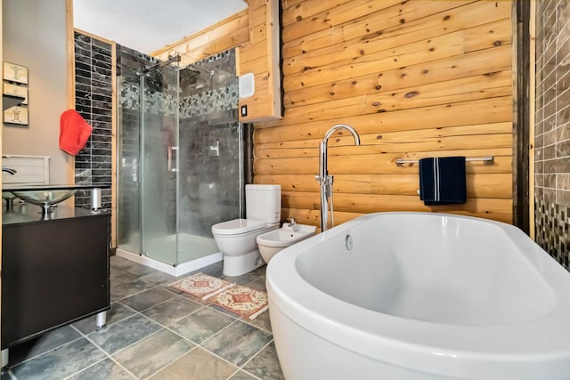 489 Sally J Rd, Mount Vernon, KY 40456 - full bath featuring toilet, a stall shower, a freestanding bath, a bidet, and a sink