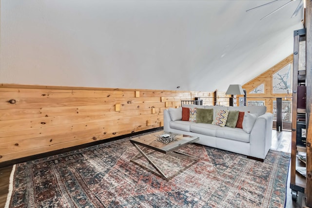489 Sally J Rd, Mount Vernon, KY 40456 - living area featuring vaulted ceiling and wood walls