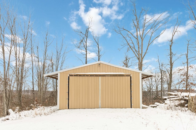 489 Sally J Rd, Mount Vernon, KY 40456 - snow covered garage featuring a detached garage