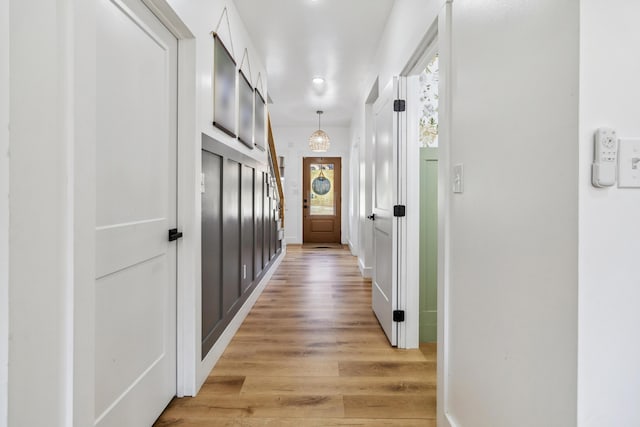 hall featuring light wood-type flooring