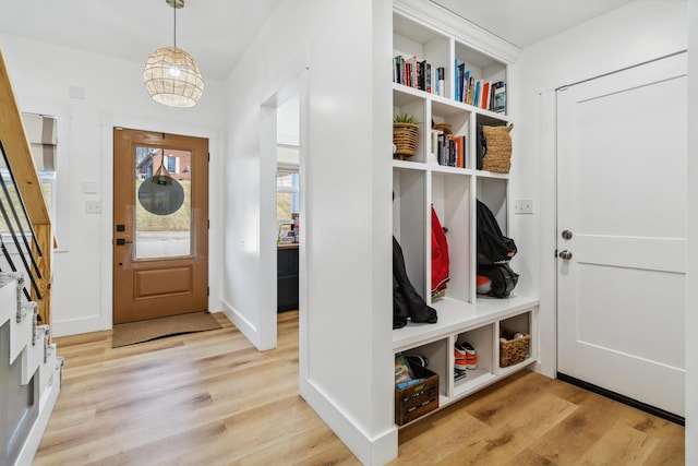 mudroom with light wood-type flooring