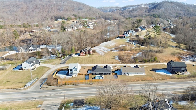 aerial view with a mountain view