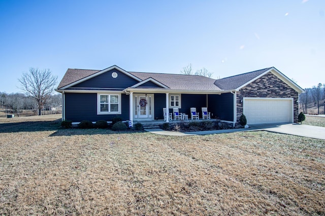 single story home with a garage