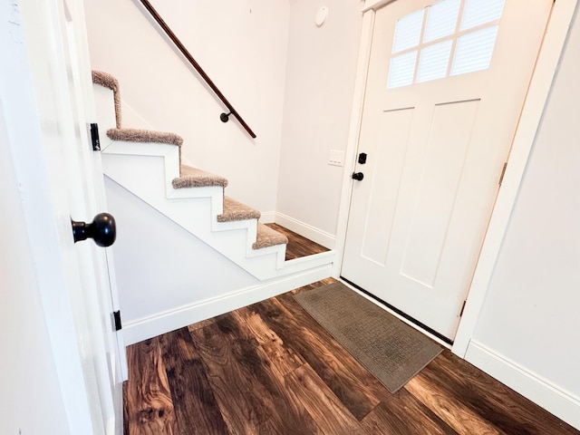 entrance foyer featuring wood-type flooring