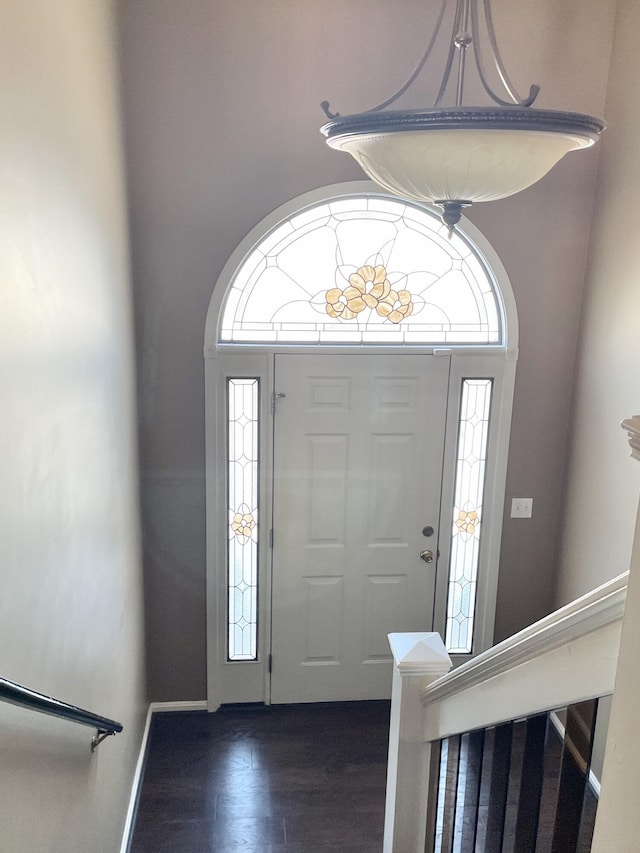 foyer featuring dark wood-type flooring