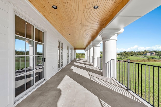 balcony featuring french doors