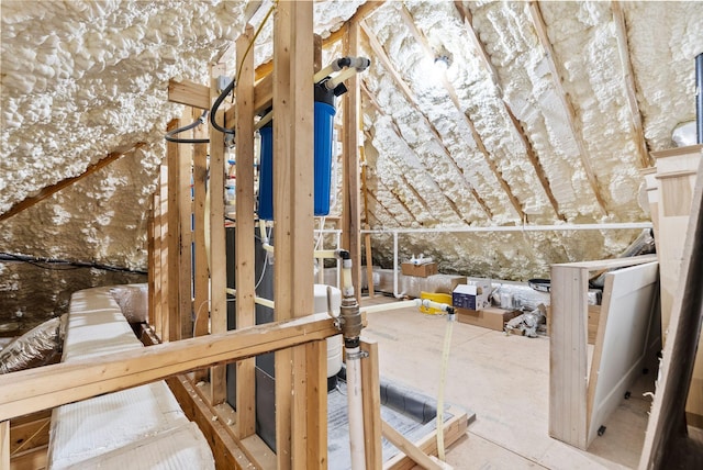 view of unfinished attic