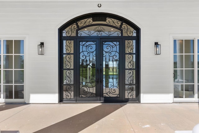 property entrance with french doors