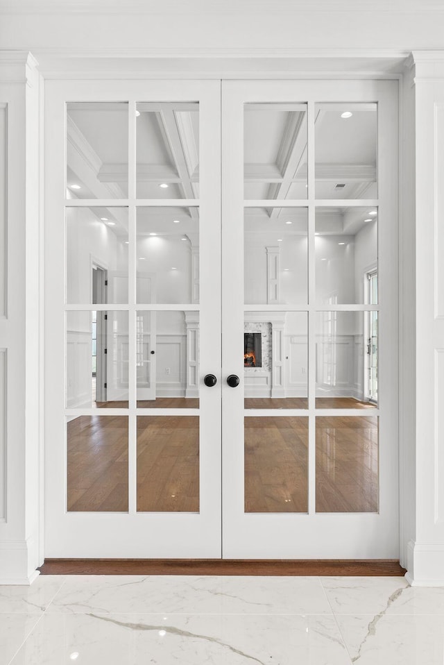 property entrance with french doors