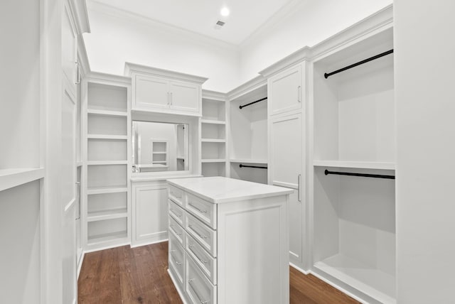 walk in closet featuring dark hardwood / wood-style flooring