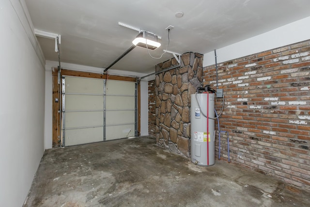 garage featuring a garage door opener and electric water heater