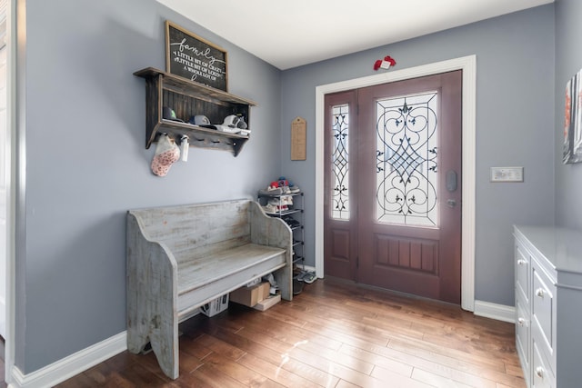 entrance foyer with hardwood / wood-style flooring and a wealth of natural light