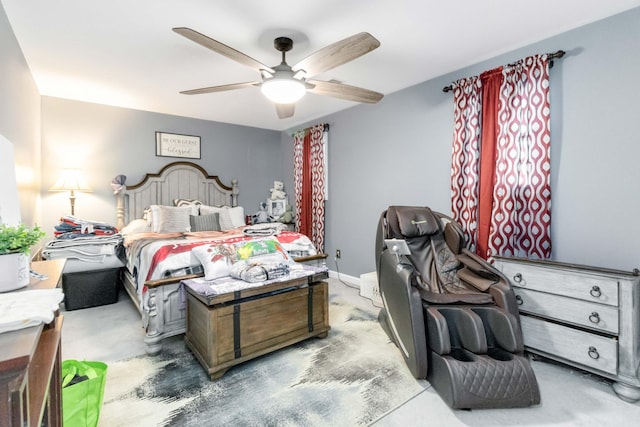 bedroom featuring ceiling fan