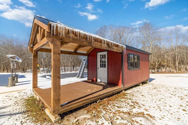 view of snow covered structure