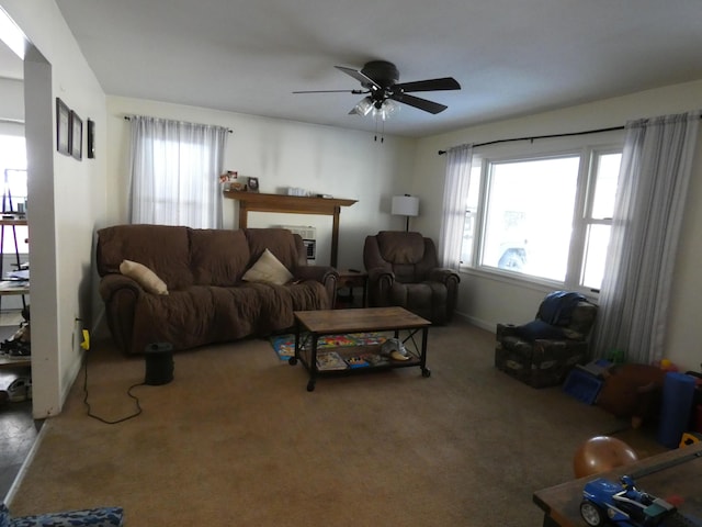 613 Little Hardwicks Creek Rd, Clay City, KY 40312 - carpeted living room featuring ceiling fan and a healthy amount of sunlight