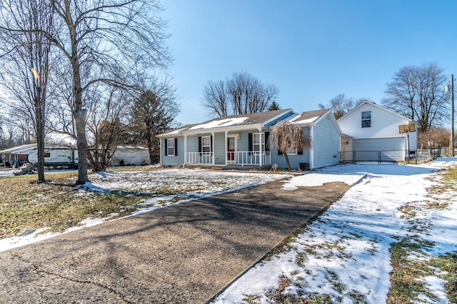 ranch-style home with covered porch