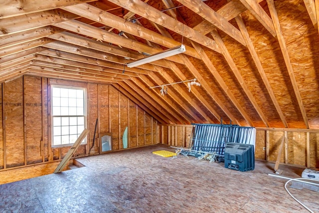 view of unfinished attic