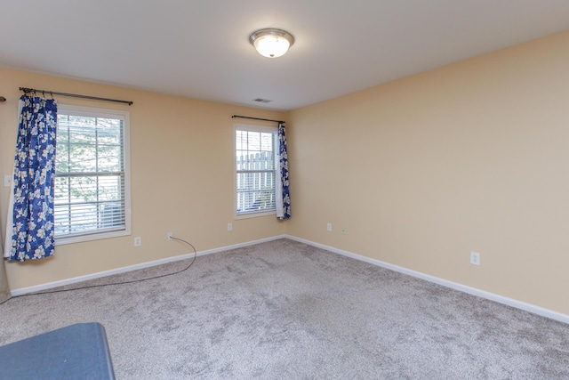 empty room with a wealth of natural light and carpet flooring