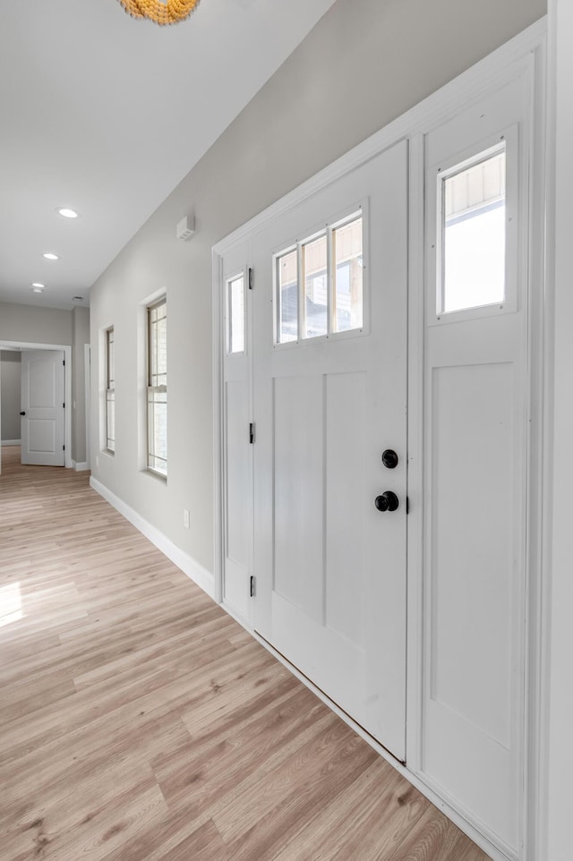 entryway featuring light hardwood / wood-style flooring and a healthy amount of sunlight